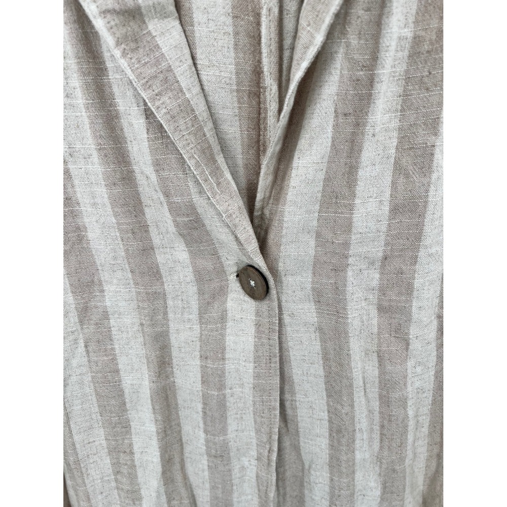 Nutmeg Tan Beige Striped Linen Blend Single Button Blazer Jacket Size US 10 - Picture 3 of 8